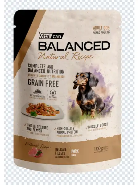 VITALCAN NATURAL RECIPE FILETES CERDO PERRO ADULTO 100G