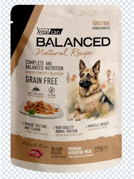 VITALCAN NATURAL RECIPE FILETES CARNE PERRO ADULTO 100G X 12U 