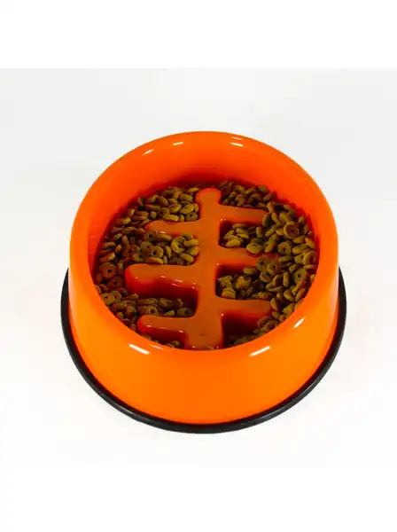 M-PETS FISHBONE SLOW FEED - NARANJA