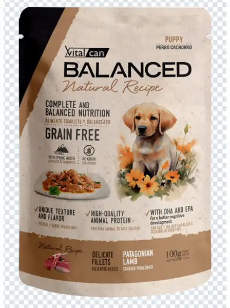 VITALCAN NATURAL RECIPE FILETES CORDERO PERRO CACHORRO 100G 