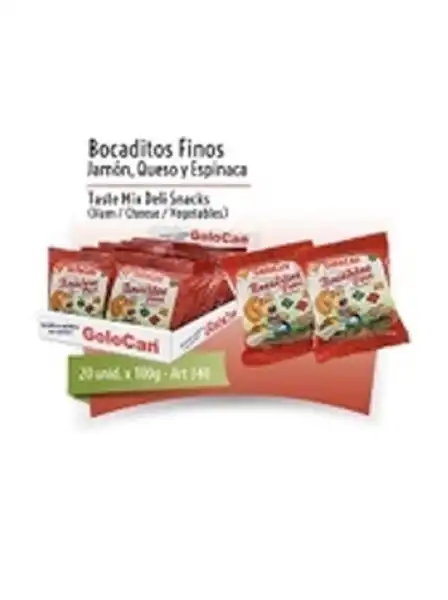 GOLOCAN BOCADITOS FINOS JAMON QUESO Y ESPINACA 100GRS CAJA X20 UNIDADES
