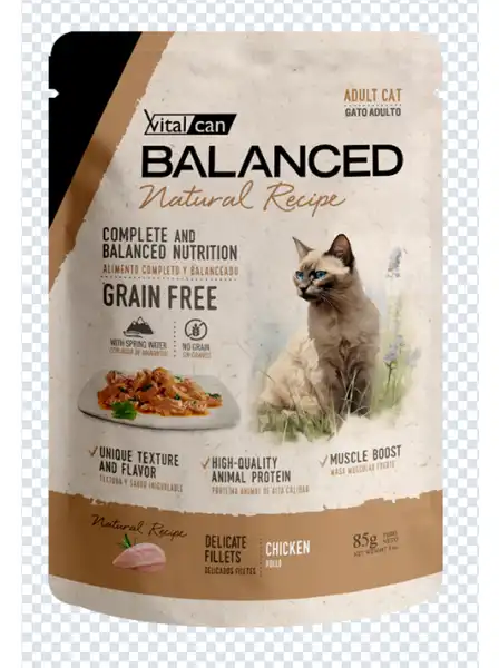 VITALCAN NATURAL RECIPE FILETES POLLO GATO ADULTO 85G X 12U