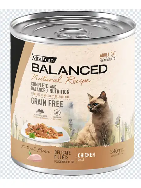 VITALCAN NATURAL RECIPE FILETES POLLO GATO ADULTO LATA 340G  