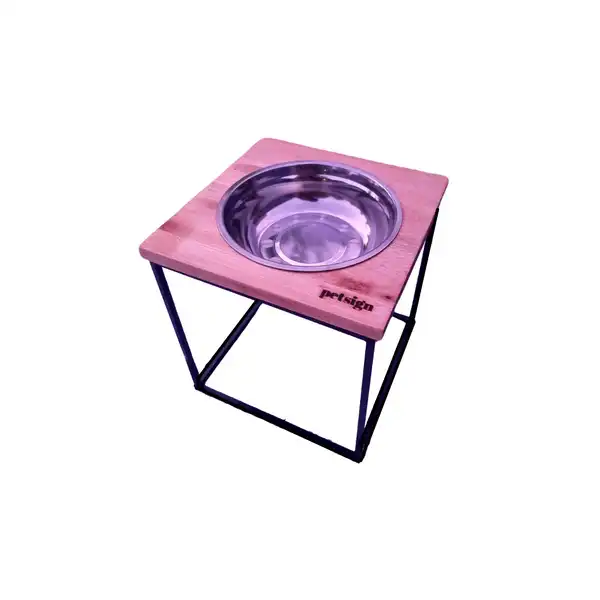 PETSIGN COMEDERO SIMPLE BOXY EN ALTURA L NEGRO 30X30X30CM