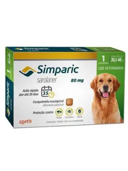 ZOETIS SIMPARICA TAB 80 MG (20 A 40 KG)