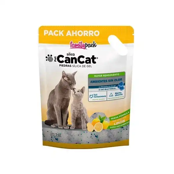 CAN CAT PIEDRA SILICA CANCAT FAMILY 7.6L LIMON 734 