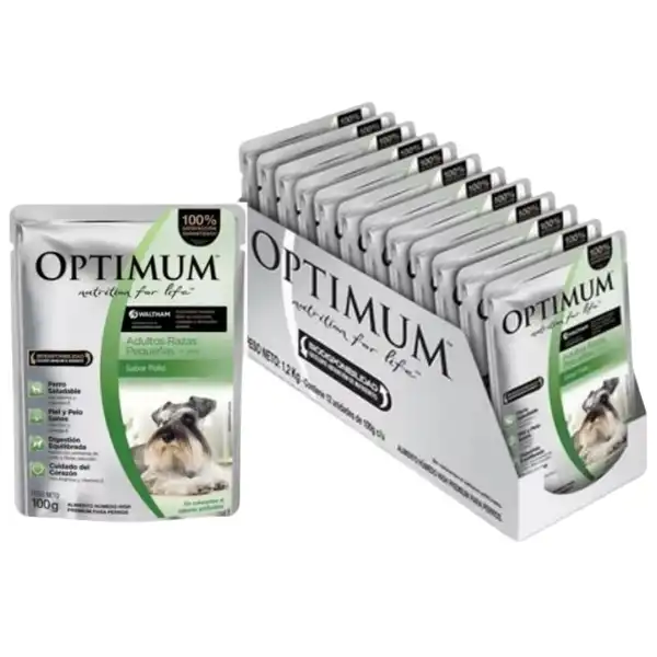 OPTIMUM POUCH PERRO ADULTO RAZA PEQUEÑA 100GRS (CAJA X 12U)