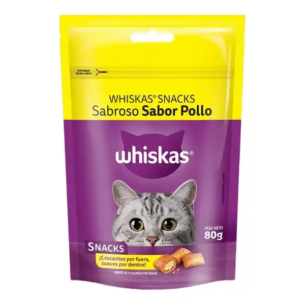 WHISKAS SNACK POLLO 1 UNIDAD X 80 GRS