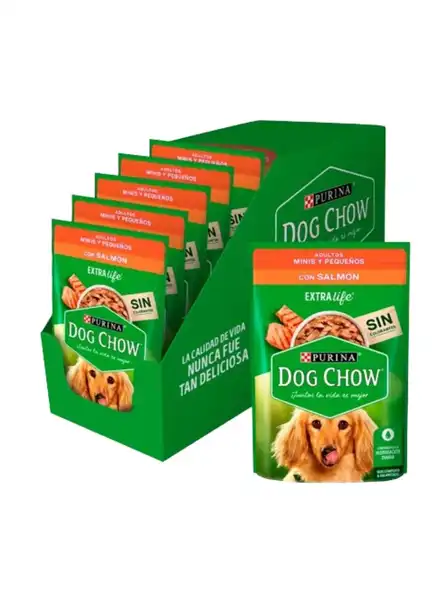 DOGCHOW WET ADULTOS MINIS Y PEQUEÑOS CON SALMON 100GRS X 15 UNIDADES