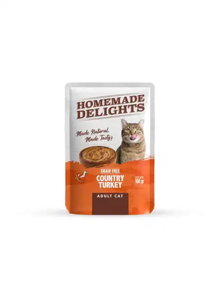 HOMEMADE DELIGHTS POUCH TURKEY ADULT CAT 100G