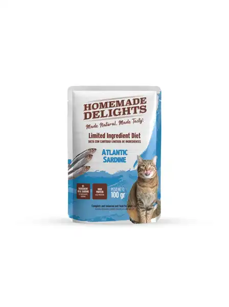 HOMEMADE DELIGHTS POUCH ATLANTIC SARDINE ADULT POUCH CAT 100GR