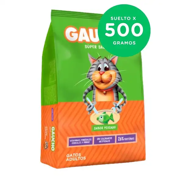 GAUCHO GATOS ADULTOS SABOR PESCADO 15 KG (X 0,5KG SUELTO) 