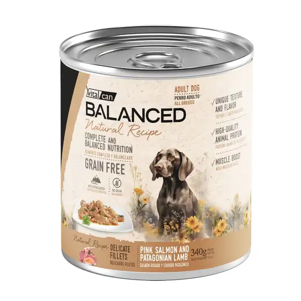 Alimento Húmedo Vitalcan Natural Recipe Filetes Salmón y Cordero Perro Adulto 340 g