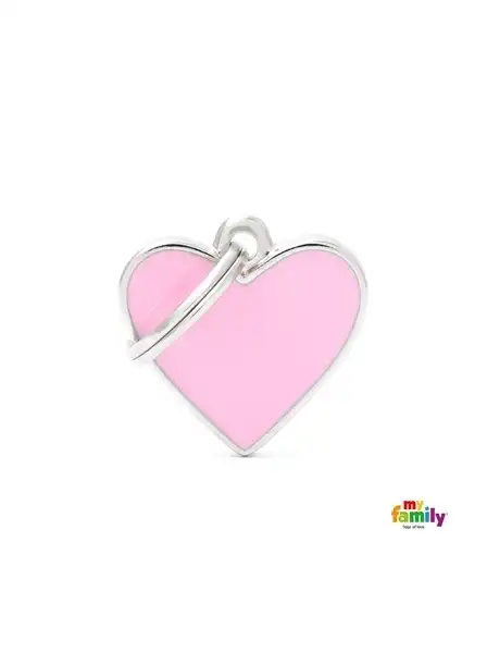 MY FAMILY MEDALLA HANDMADE SMALL HEART PINK BH16