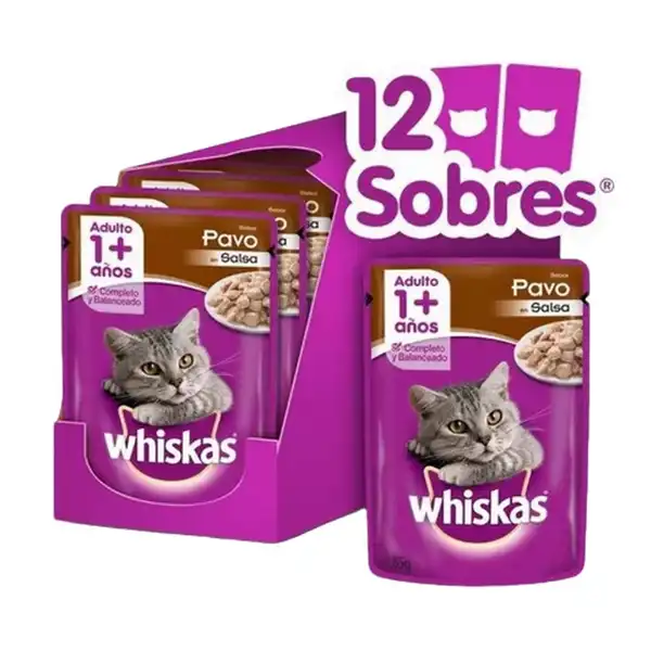 WHISKAS POUCH PAVO EN SALSA (CAJA X 12U)
