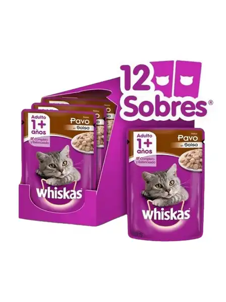 WHISKAS POUCH PAVO EN SALSA (CAJA X 12U)