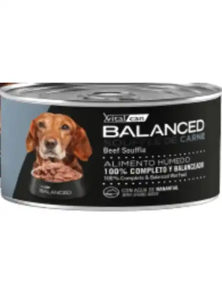 Alimento Húmedo Vitalcan Balanced Souffle de Carne Perro Senior 85 g por 12 Unidades