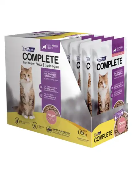 VITALCAN COMPLETE TROCITOS EN SALSA CARNE GATO ADULTO 85G X 12U