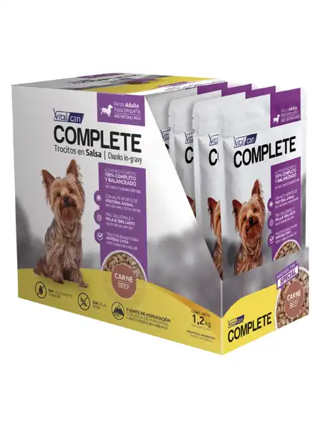 VITALCAN COMPLETE TROC EN SALSA CARNE PERRO AD PEQUEÑAS 100G X 12U