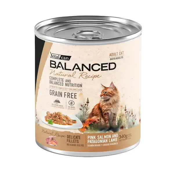 Alimento Húmedo Vitalcan Natural Recipe Filetes Salmón y Cordero Gato Adulto 340 g