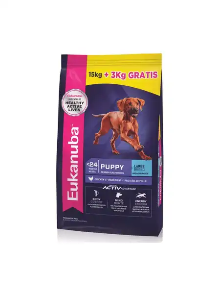 EUKANUBA PUPPY LARGE BREED 15KG + 3KG DE REGALO