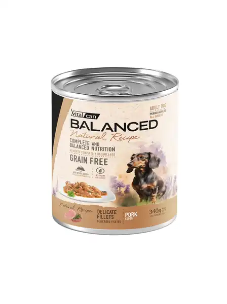 Vitalcan Natural Recipe Filetes Cerdo Perro Adulto Lata 340 g