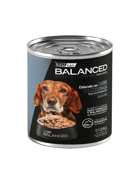 VITALCAN BALANCED SOUFFLE DE POLLO PERRO SENIOR LATA 340G