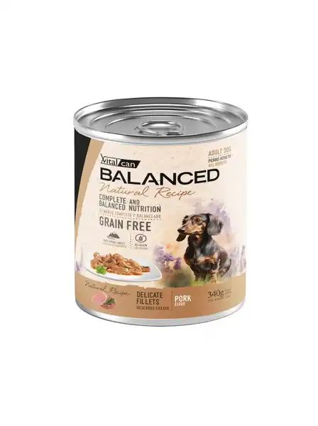VITALCAN NATURAL RECIPE FILETES CERDO PERRO ADULTO LATA 340G 