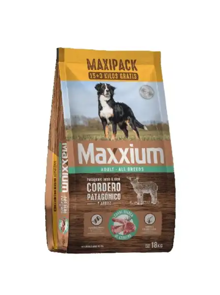 MAXXIUM ADULT CORDERO PAT. Y ARROZ X 15KG  + 3KG 