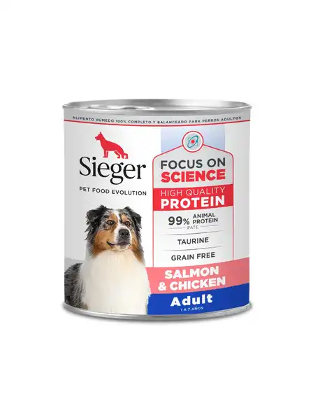 SIEGER PERRO ADULTO WET SALMON Y POLLO 340GRS