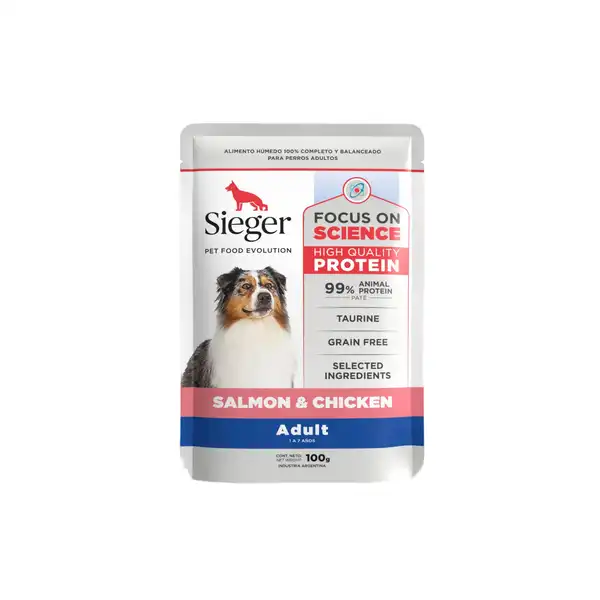 SIEGER PERRO ADULTO WET SALMON Y POLLO 100GRS