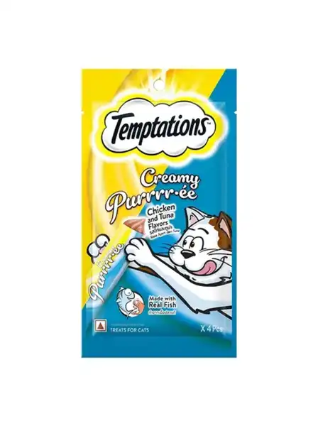 TEMPTATIONS  CREAMY CHICKEN AND TUNA X 1 UNIDAD