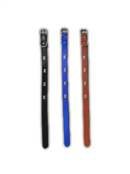 PER-ROS COLLAR ECOCUERO CON HUESITO METAL TALLE M