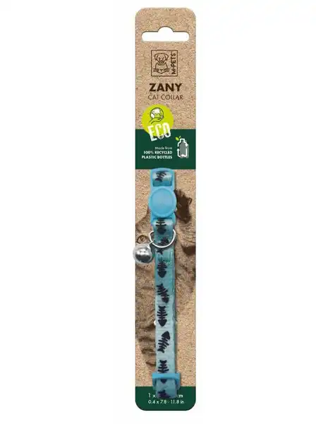 M-PETS ZANY CAT ECO COLLAR - CELESTE CON NEGRO 