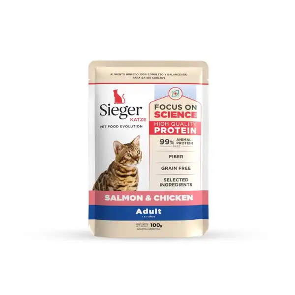 SIEGER KATZE ADULT WET SALMÓN Y POLLO X 100 GR.