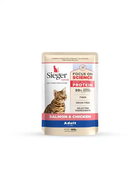 SIEGER KATZE ADULT WET SALMÓN Y POLLO X 100 GR.