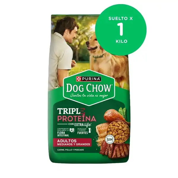 DOGCHOW ADULTOS MEDIANAS Y GRANDES TRIPLE PROTEINA 20 KG (X KG SUELTO)