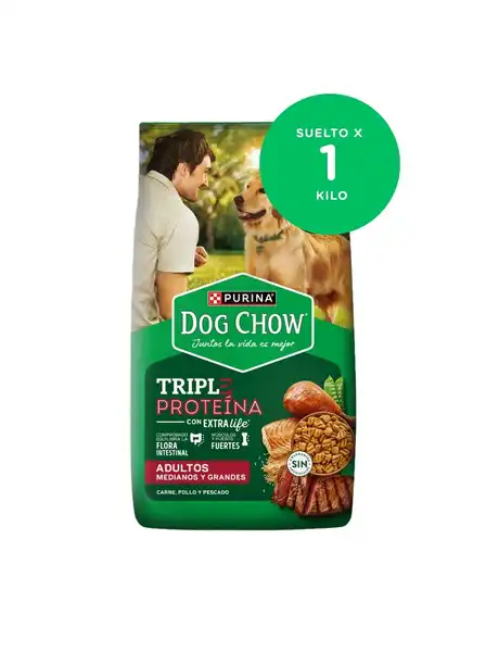 DOGCHOW ADULTOS MEDIANAS Y GRANDES TRIPLE PROTEINA 20 KG (X KG SUELTO)