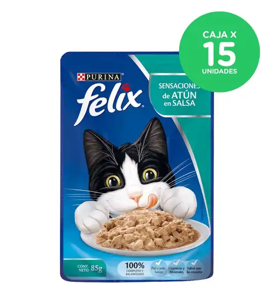 FELIX POUCH SENSACIONES DE ATUN EN SALSA  (CAJA X 15 UNIDADES)