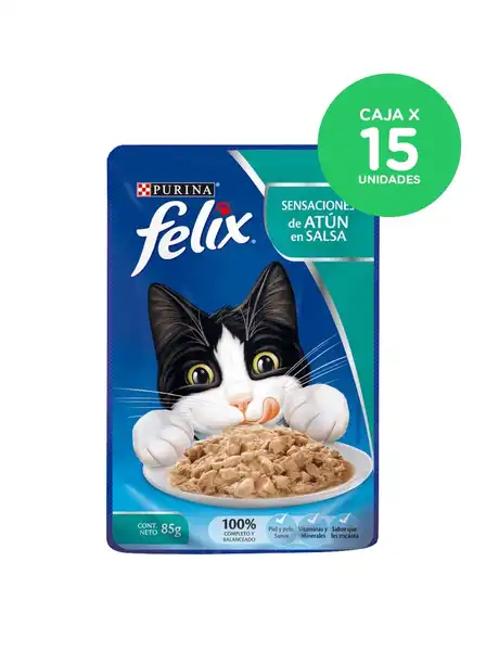 FELIX POUCH SENSACIONES DE ATUN EN SALSA  (CAJA X 15 UNIDADES)