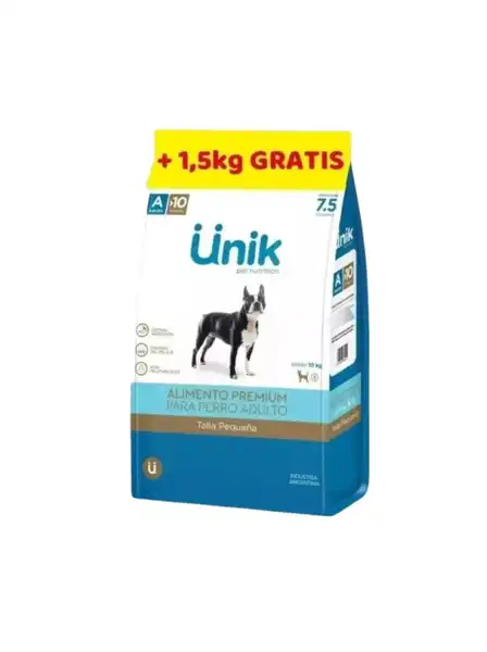 UNIK PERRO ADULTO TALLA PEQUEÑA 7,5KG + 1,5KG DE REGALO 