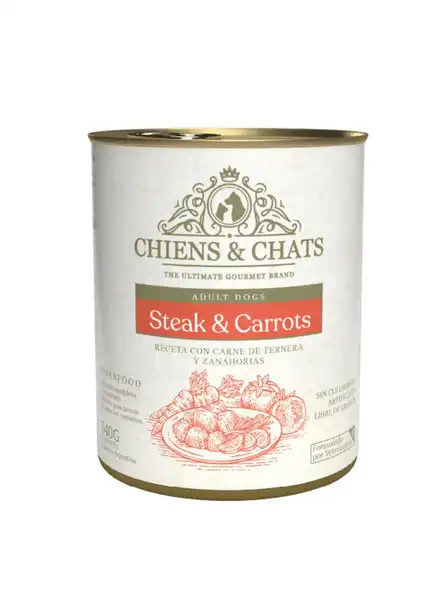 CHIENS&CHATS C & C STEAK & CARROTS ADULT DOG  X 340G EO