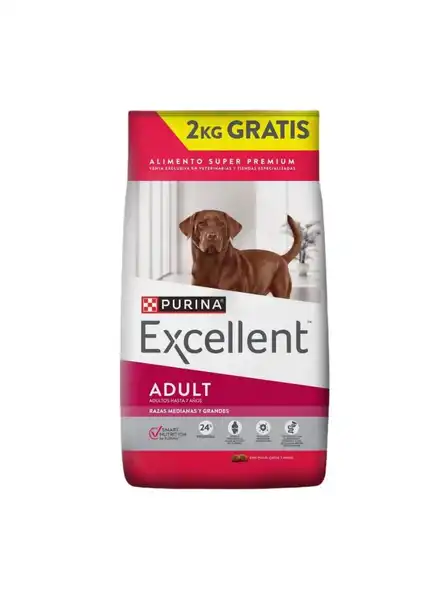 EXCELLENT ADULT DOG RAZA MEDIANA Y GRANDE SMART 20KG +2KG REGALO