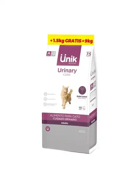 UNIK GATO URINARY CARE 7,5KG + 1,5KG DE REGALO