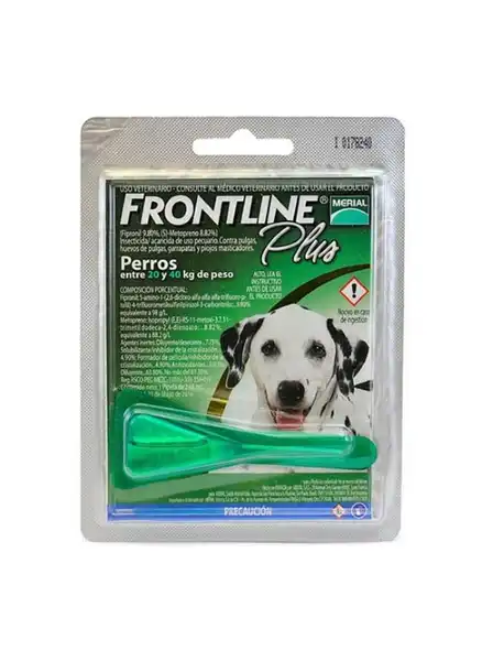 MERIAL  FRONTLINE PLUS 40 KG X 1 PIP (VERDE) 