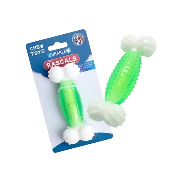 RASCALS JUGUETE HUESO SEMI RIGIDO TPR VERDE/BLANCO