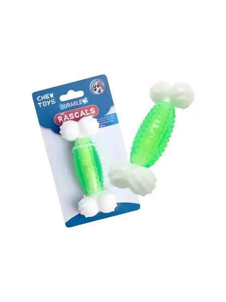 RASCALS JUGUETE HUESO SEMI RIGIDO TPR VERDE/BLANCO