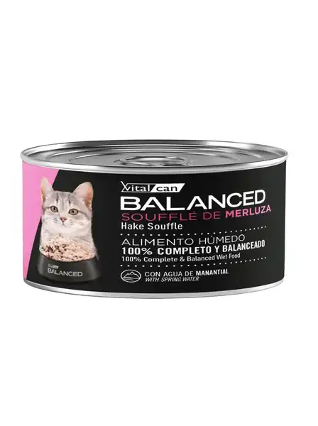 VITALCAN BALANCED SOUFFLE DE MERLUZA GATO CACHORRO LATA 85G 