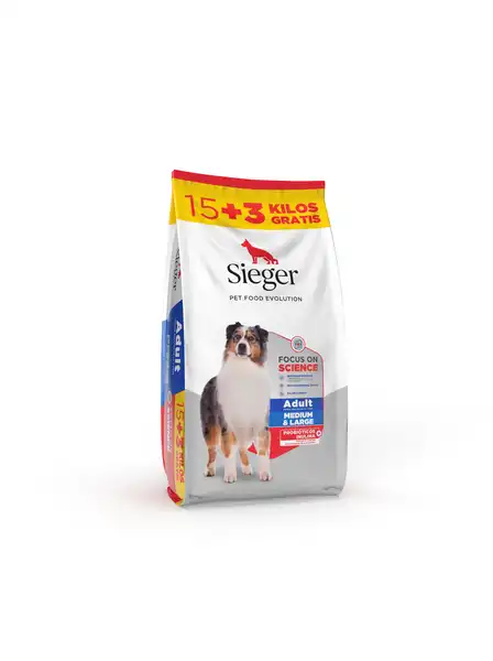 SIEGER ADULT MEDIUM & LARGE BREED 15KG + 3KG DE REGALO