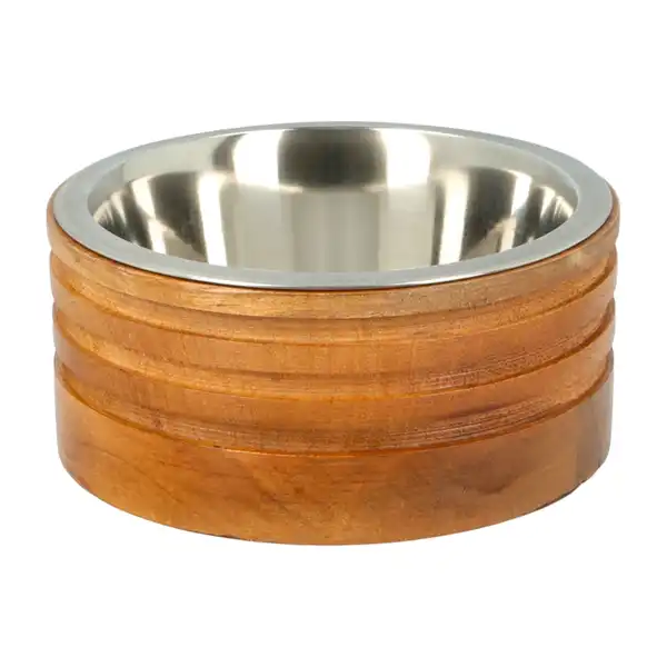 CANCAT COMEDERO RECTO MADERA Y ACERO 1LT